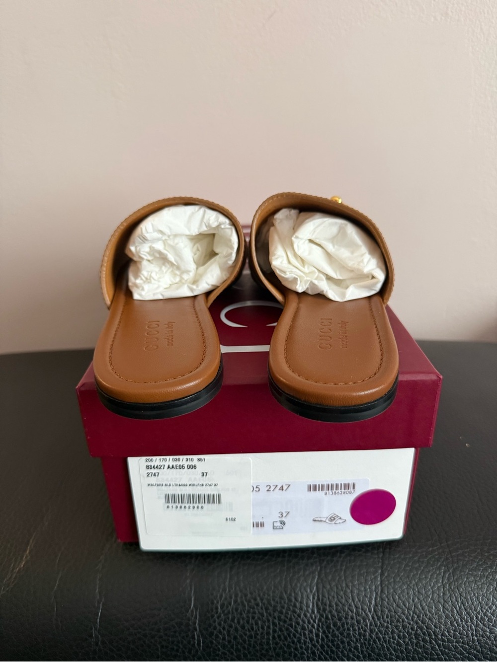 Gucci Alfa Gold Horsebit Brown GG Canvas Logo Leather Sandal - 37 EU / 7 US - Picture 5 of 8